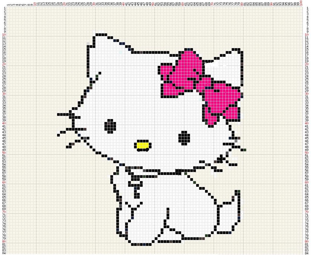 Рисовать hello kitty по клеточкам